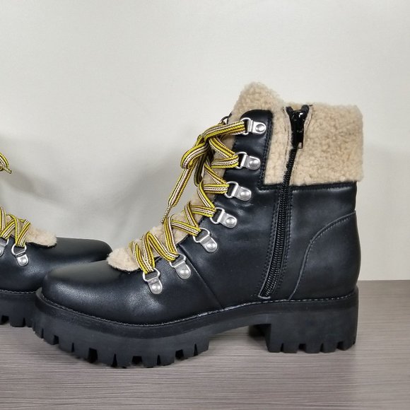 Steve Madden Aniko Combat Boot, Black Faux Leather, Womens Size 8 M - Picture 7 of 10